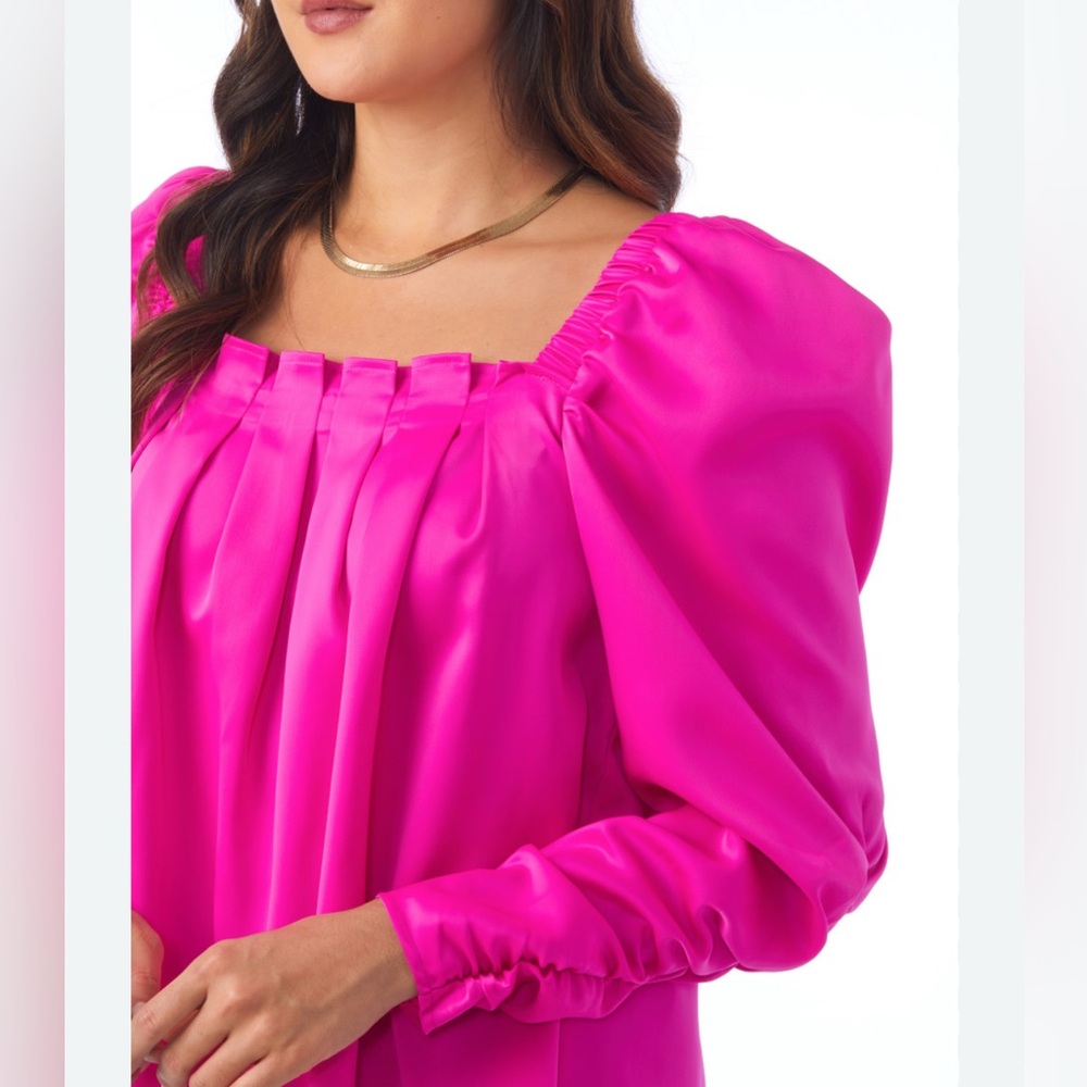 CROSBY by Mollie Burch winnie Pink Blouse 3/4 sleeves Barbie core NWT